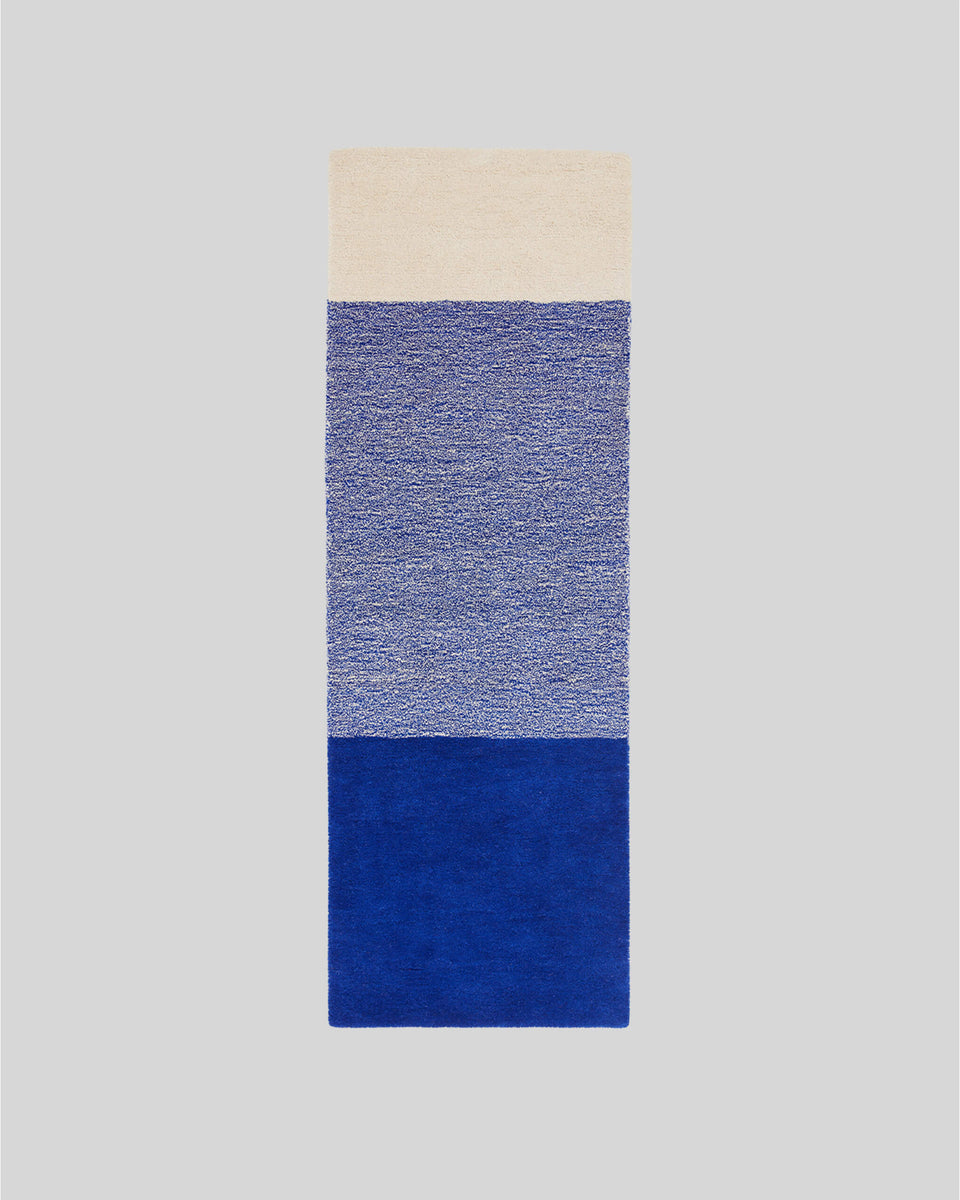 Vloerkleed Wol Horizontaal Cobalt Blue Ecru