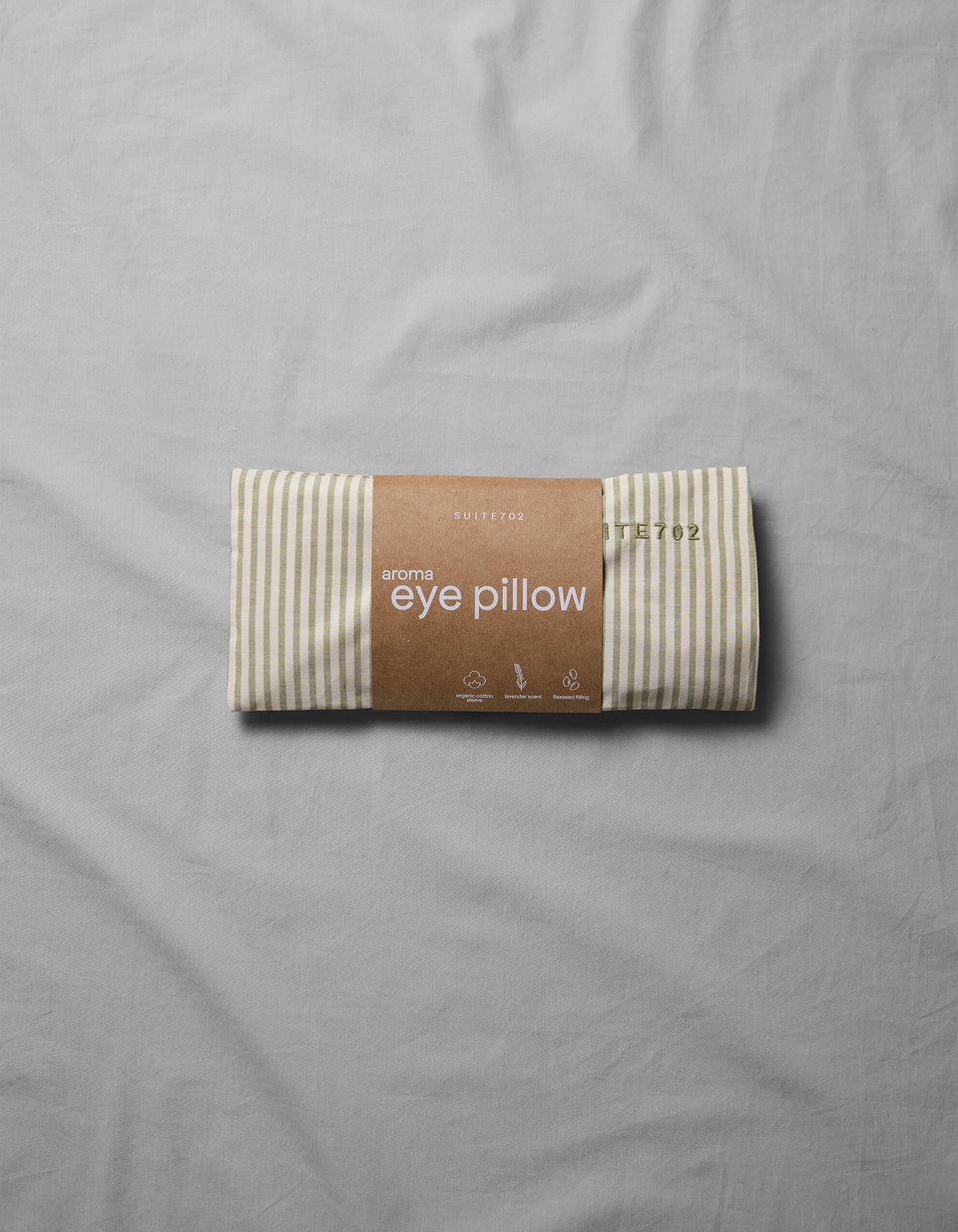 Aroma Eye Pillow Streep Olive Ecru