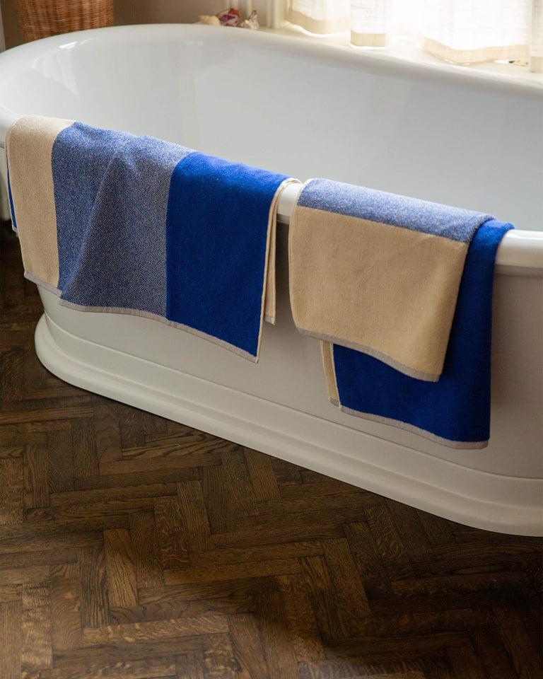 Badhanddoeken Set Blend Cobalt Blue Ecru (2 st.) - SUITE702