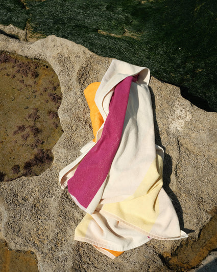 Beach towel Yellow Fuchsia Orange Olive