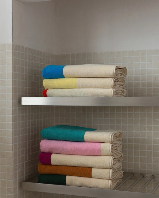 Badhanddoeken Set Yellow Aqua Pink Red (4 st.)