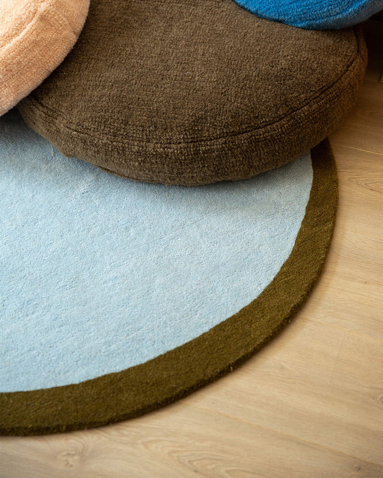 Vloerkleed Wol Eclipse Sky Blue Dark Olive