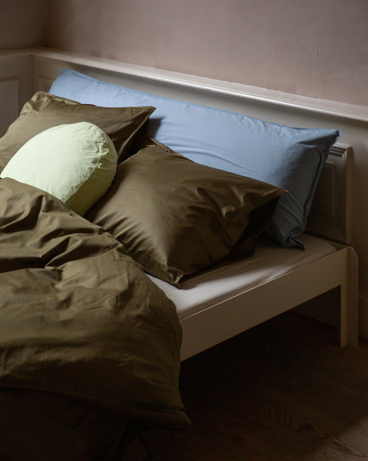 Satin-Kissenbezug Khaki Green