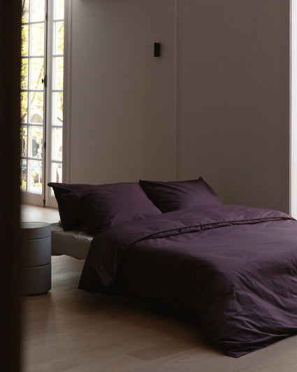 bedMATE Taie d'oreiller Coton Plum Noir
