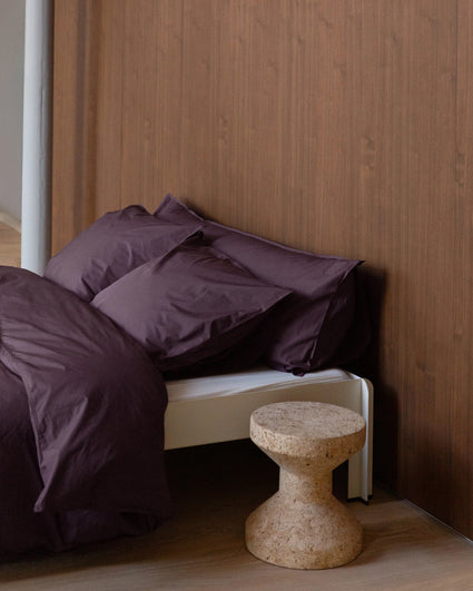 bedMATE Taie d'oreiller Coton Plum Noir