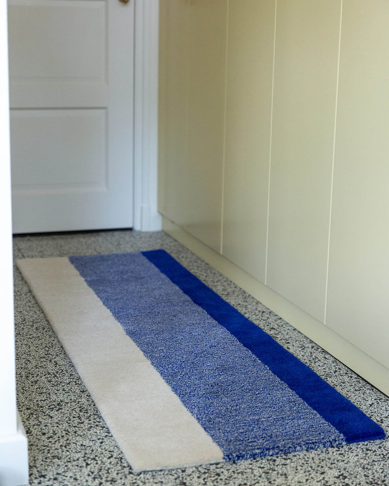 Vloerkleed Wol Verticaal Cobalt Blue Ecru - SUITE702