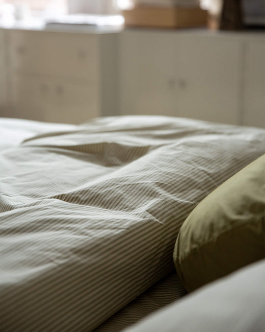 Beddengoed Set Katoen Streep Olive Ecru - SUITE702