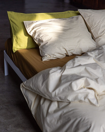 Beddengoed Set Katoen Streep Lemon Ecru - SUITE702