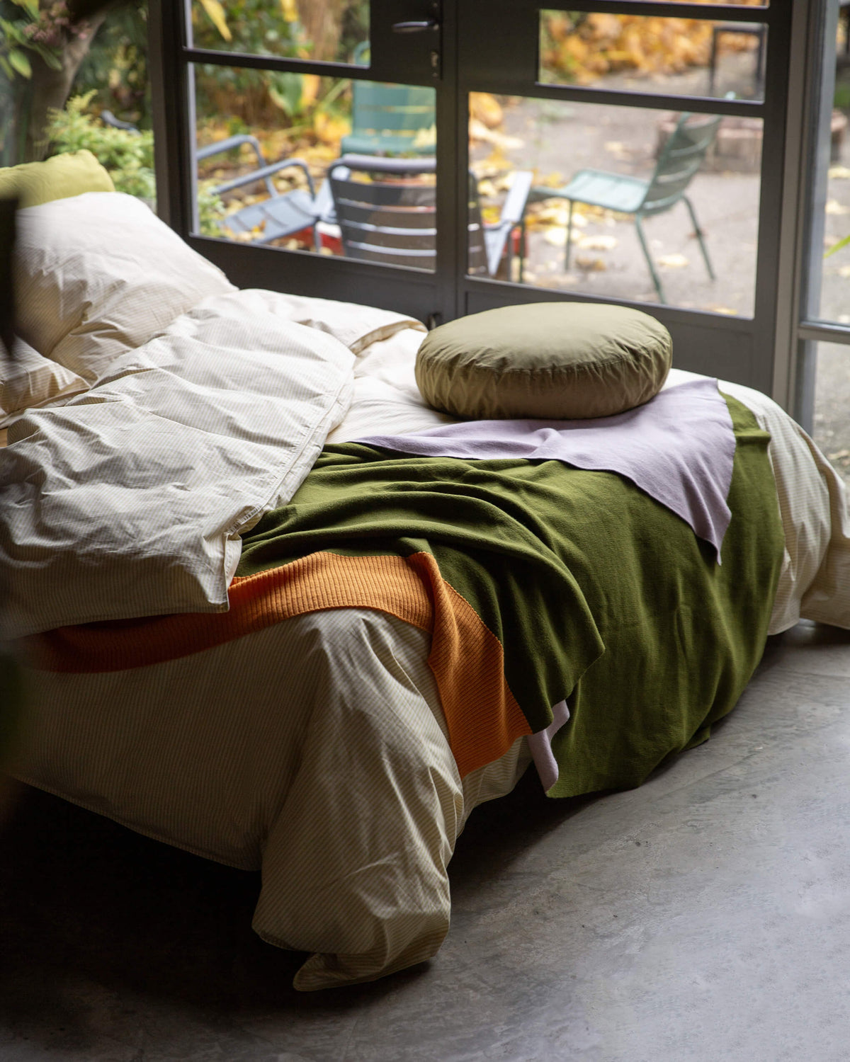 Merino-Plaid Green Pink Orange | Wolldecke