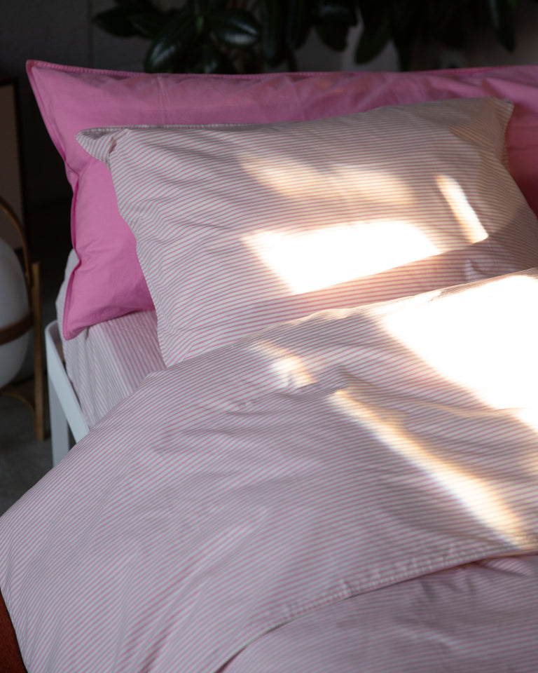 Dekbedovertrek Katoen Streep Pink Ecru - SUITE702