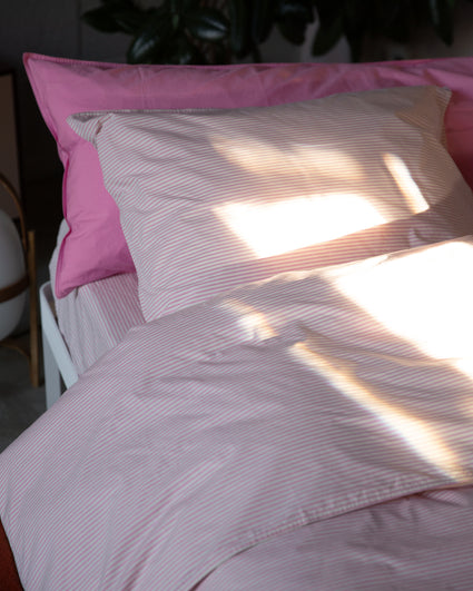 Kussensloop Katoen Streep Pink Ecru - SUITE702