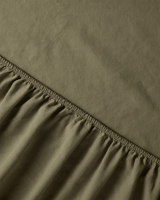 Fitted sheet Linen Army Green