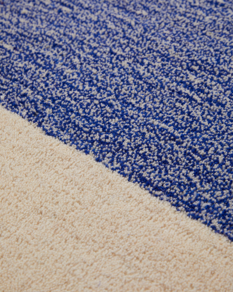 Tapis Laine Horizontal Bleu Cobalt Ecru