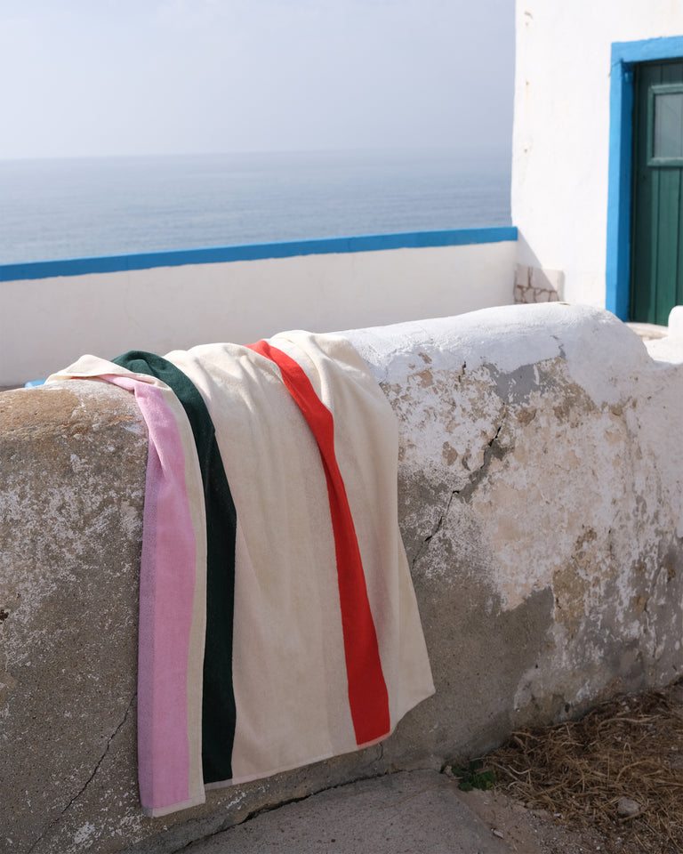 Strandlaken Red Dark Green Toffee Pink - SUITE702