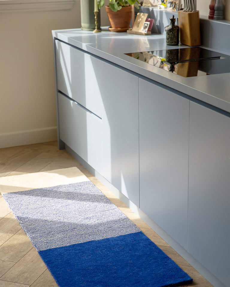 Vloerkleed Wol Horizontaal Cobalt Blue Ecru - SUITE702