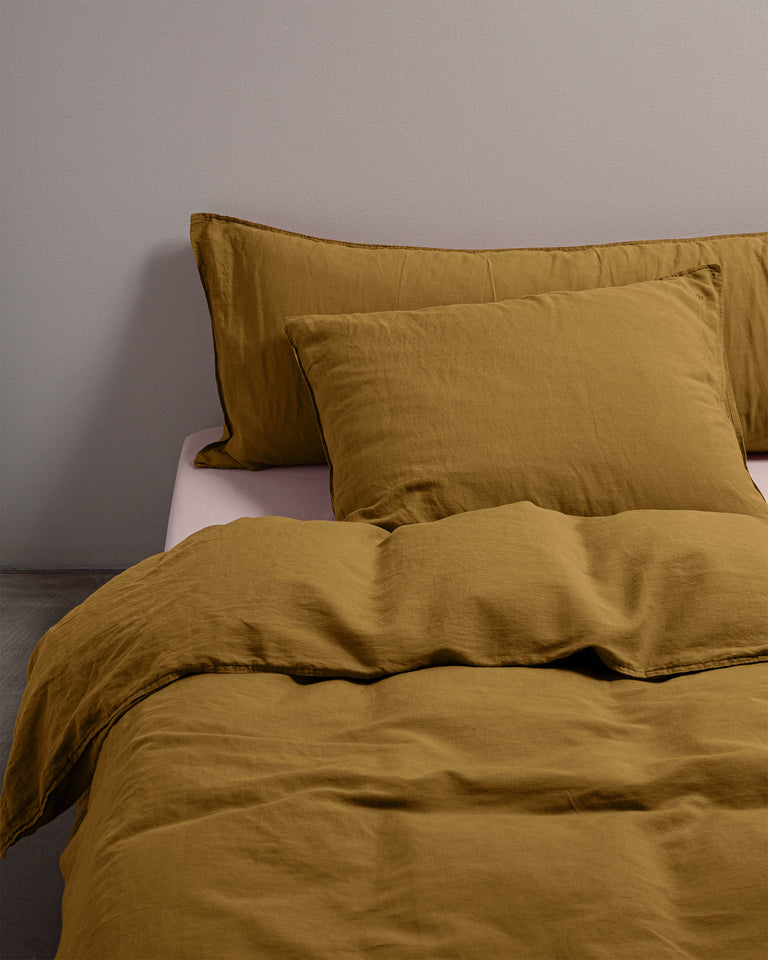 Housse de couette Lin Khaki Gold