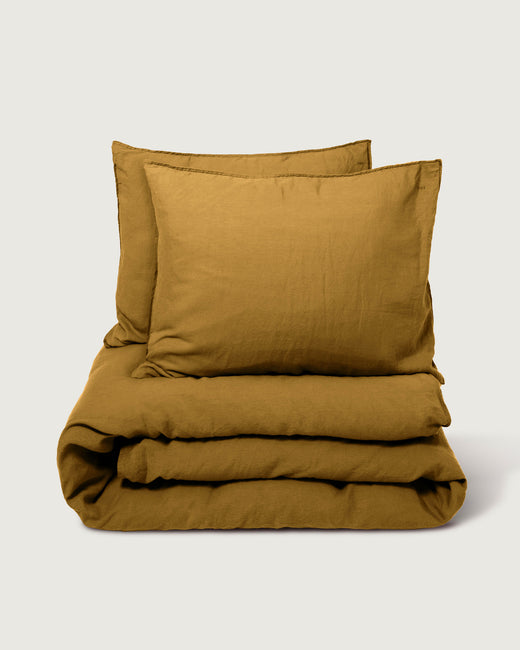 Bedding Set Linen Khaki Gold