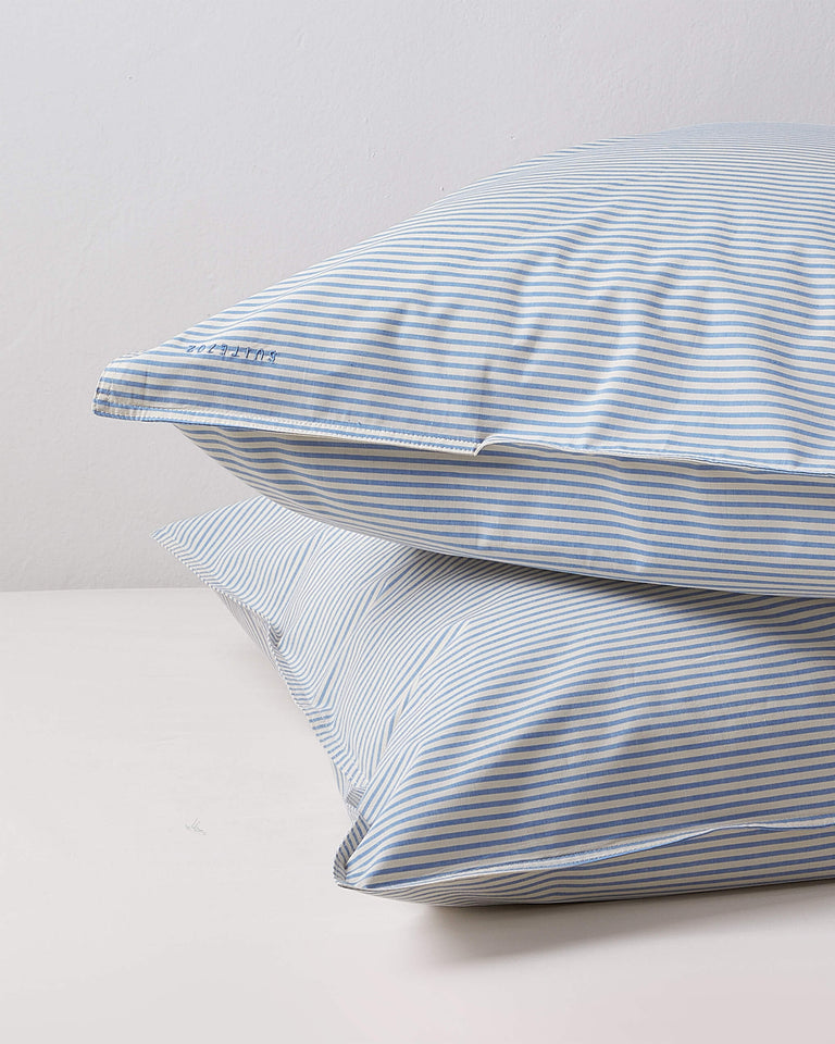 Kussensloop Set Katoen Streep Blue Ecru - SUITE702