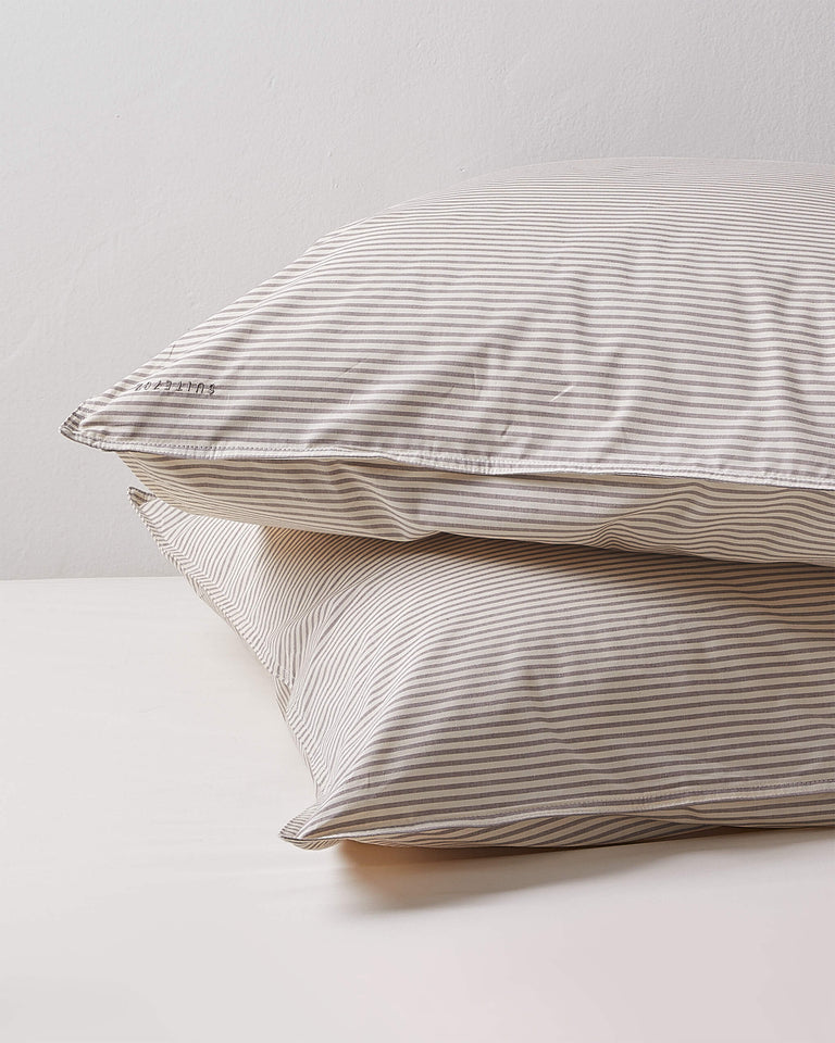 Kussensloop Set Katoen Streep Brown Ecru - SUITE702