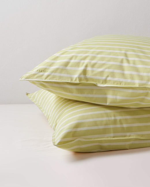 Kussensloop Set Katoen Streep Yellow Ecru - SUITE702