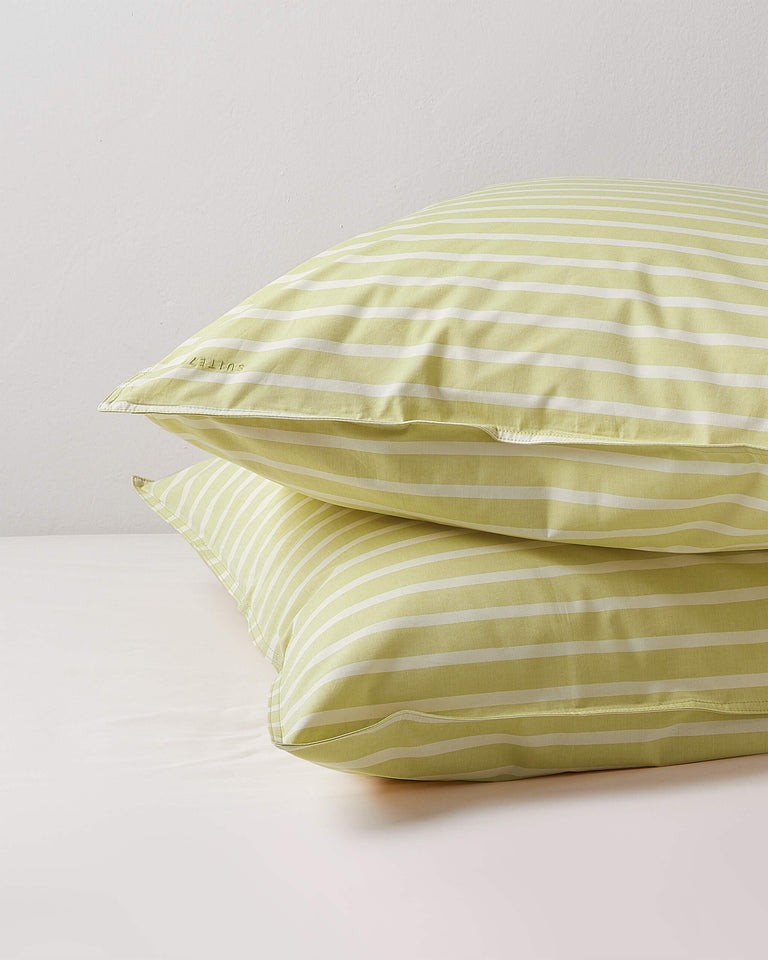 Kussensloop Set Katoen Streep Yellow Ecru - SUITE702