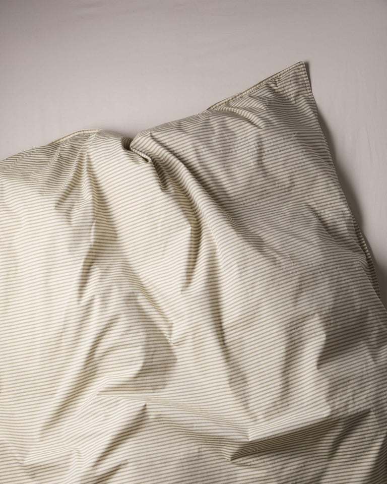 Dekbedovertrek Katoen Streep Olive Ecru - SUITE702