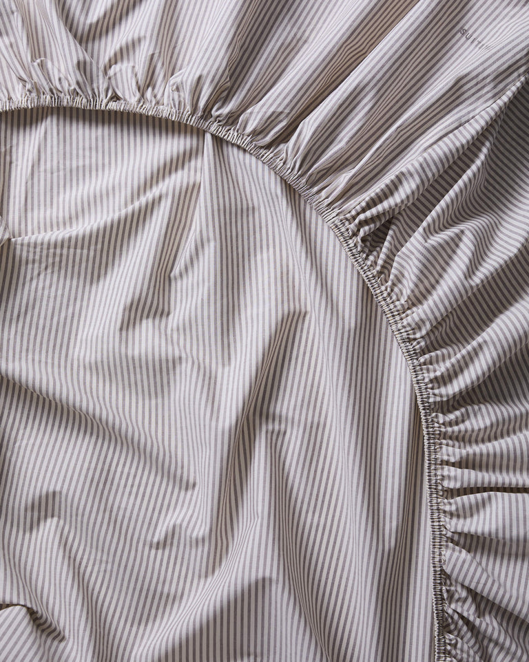 Hoeslaken Katoen Streep Brown Ecru - SUITE702