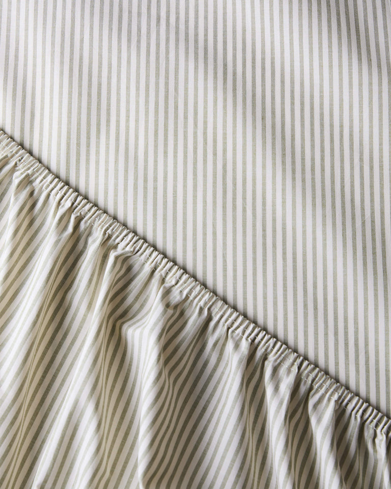 Hoeslaken Katoen Streep Olive Ecru - SUITE702