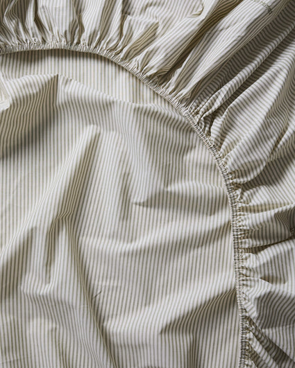 Hoeslaken Katoen Streep Olive Ecru - SUITE702