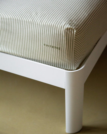 Hoeslaken Katoen Streep Olive Ecru - SUITE702