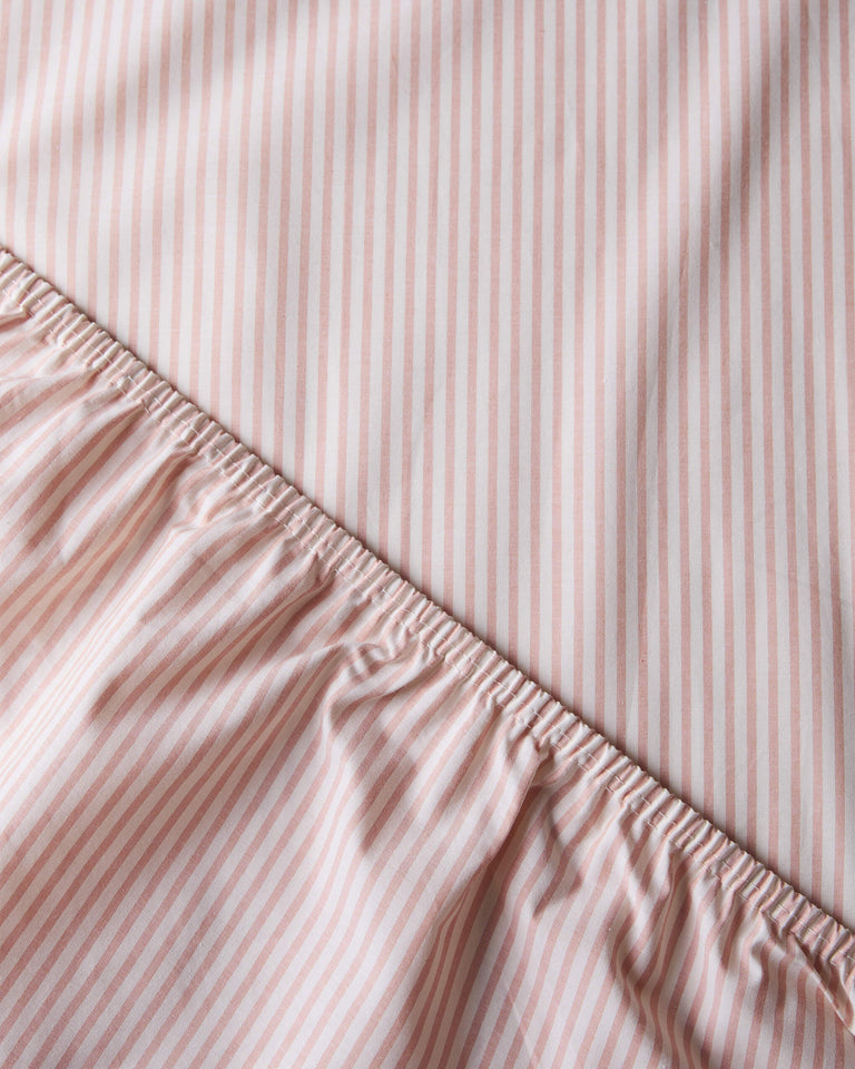 Hoeslaken Katoen Streep Peach Ecru - SUITE702