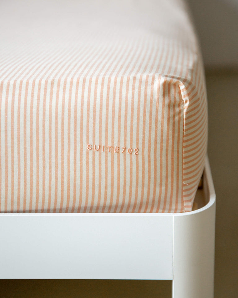 Hoeslaken Katoen Streep Peach Ecru - SUITE702