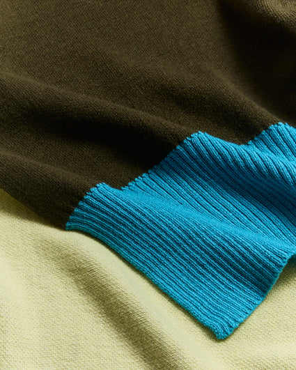 Plaid mérinos vert olive foncé jaune turquoise