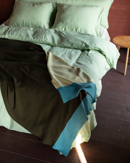 Plaid mérinos vert olive foncé jaune turquoise