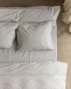 Bedding Set Cotton Stripe Blue Ecru