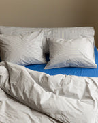 bedMATE Pillowcase Stripe Cotton Blue Ecru