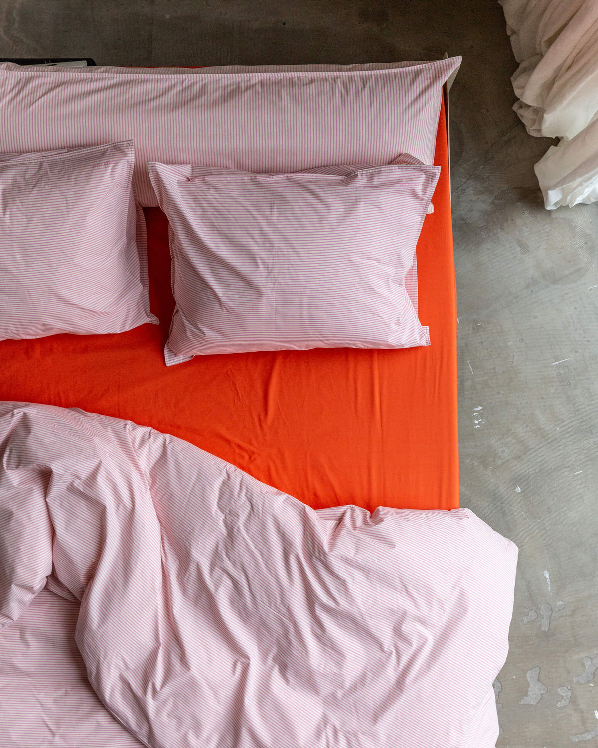 Bettwäsche-Set Perkal-Baumwolle Streep Pink Ecru