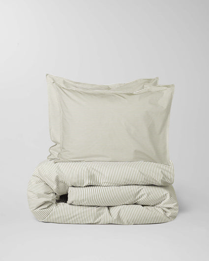 Dekbedovertrek Katoen Streep Olive Ecru - SUITE702