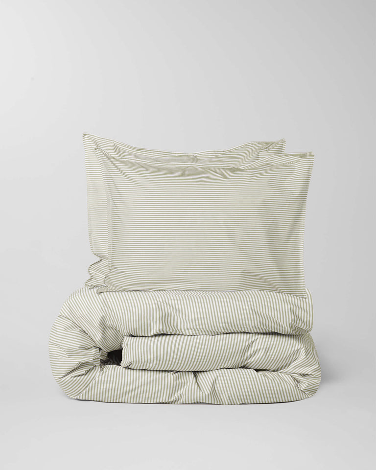 Dekbedovertrek Katoen Streep Olive Ecru - SUITE702
