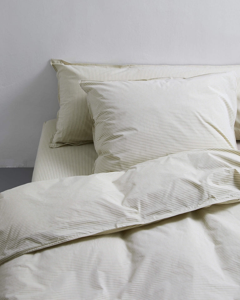 Beddengoed Set Katoen Streep Olive Ecru - SUITE702