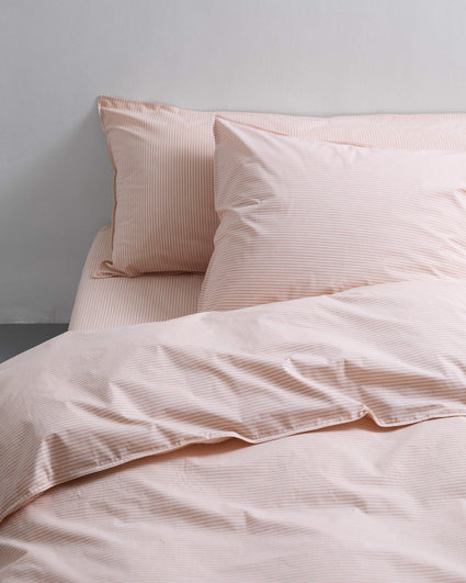 Dekbedovertrek Katoen Streep Peach Ecru - SUITE702