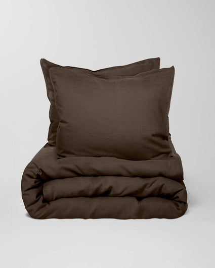 Parure de lit en lin lavé Dark Brown - SUITE702