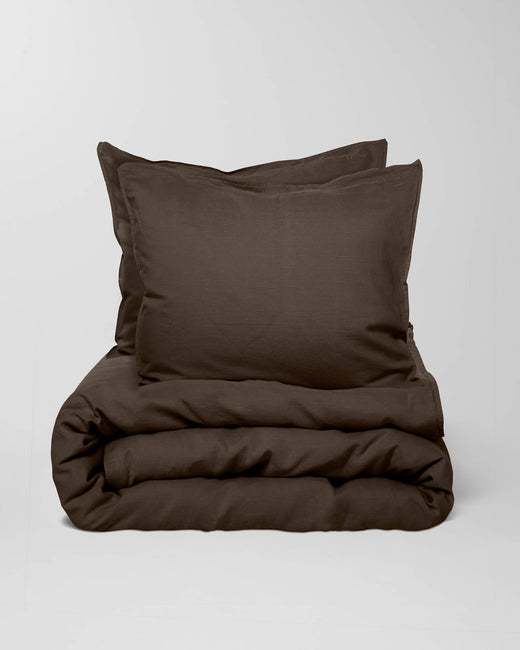 Parure de lit en lin lavé Dark Brown - SUITE702