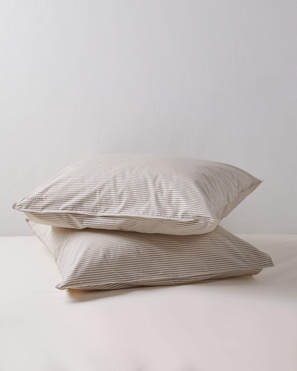 Kussensloop Set Katoen Streep Brown Ecru - SUITE702