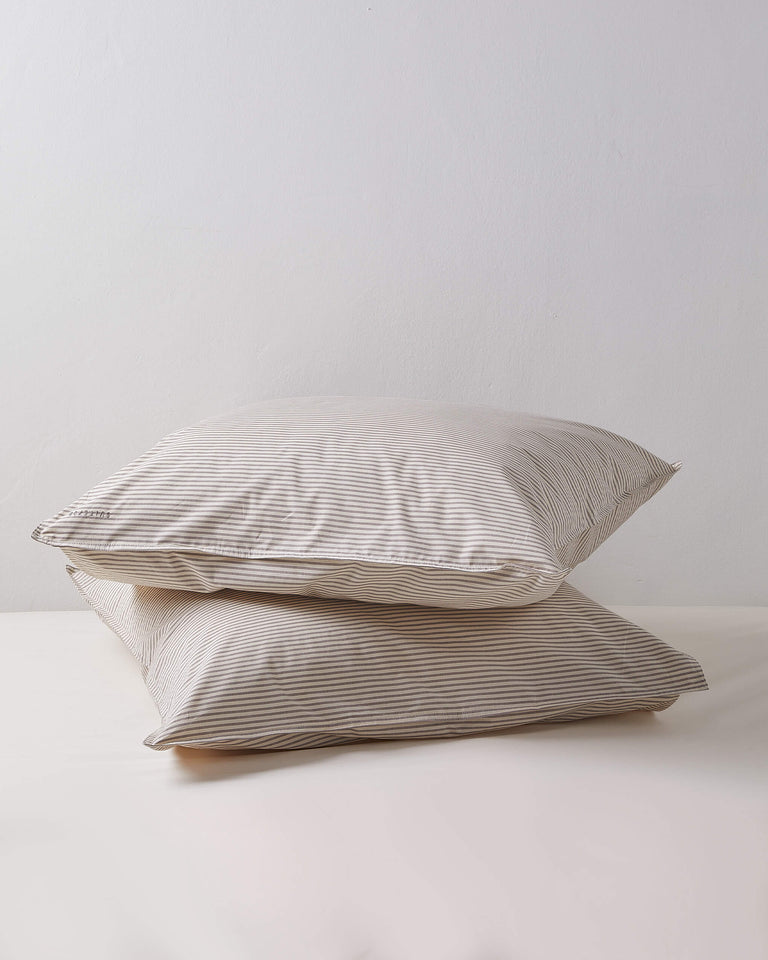 Kussensloop Set Katoen Streep Brown Ecru - SUITE702