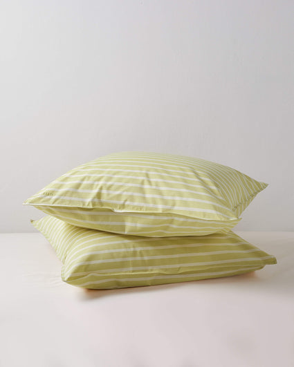 Kussensloop Set Katoen Streep Yellow Ecru - SUITE702