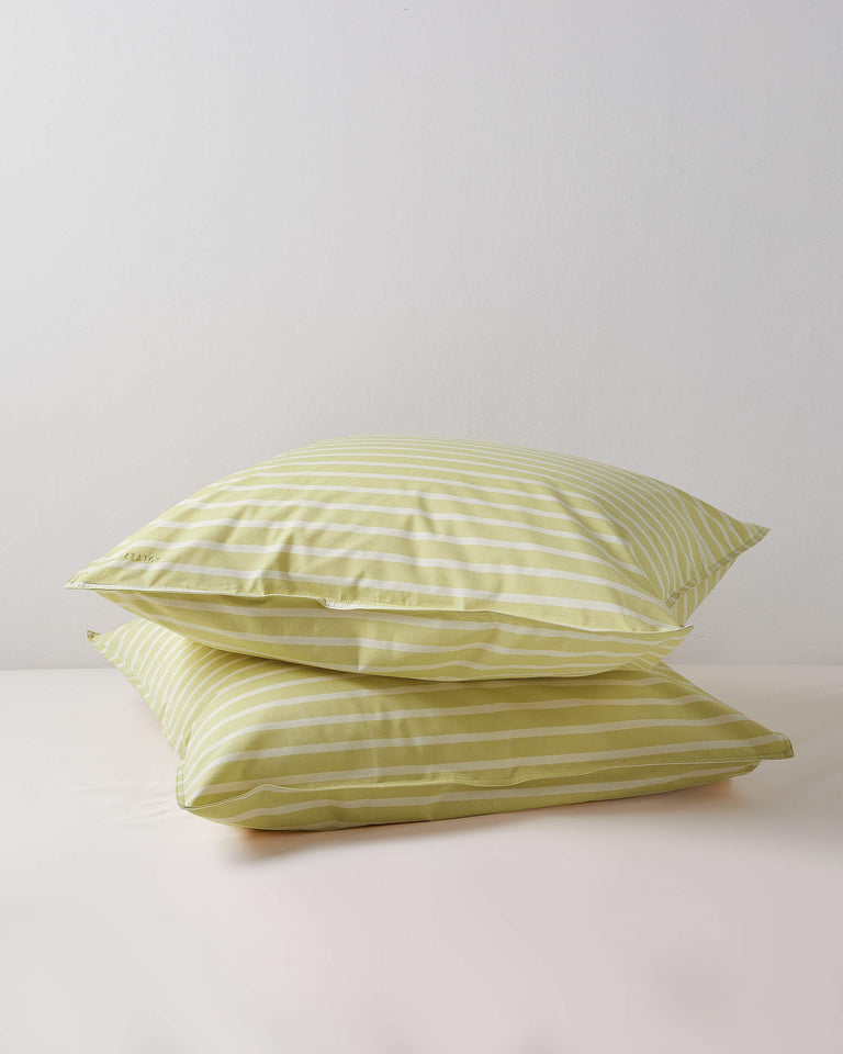 Kussensloop Set Katoen Streep Yellow Ecru - SUITE702