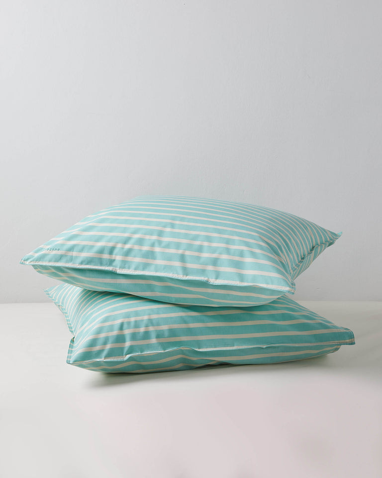 Kussensloop Set Katoen Streep Green Ecru - SUITE702
