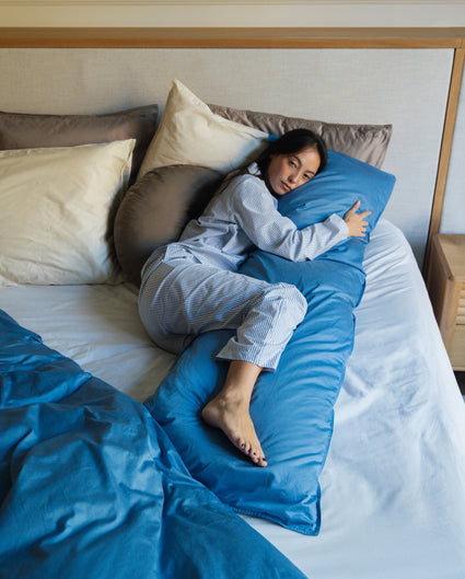 Taie de traversin bedMATE en satin Ocean Blue
