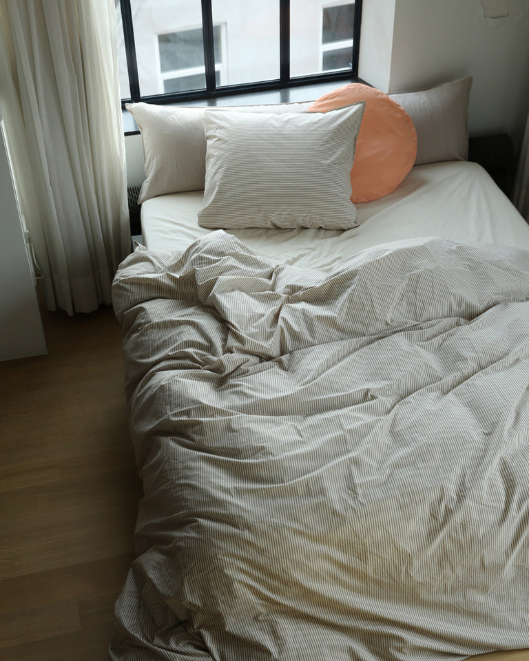 Beddengoed Set Katoen Streep Brown Ecru - SUITE702